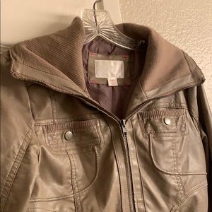 Taupe Faux Leather Jacket